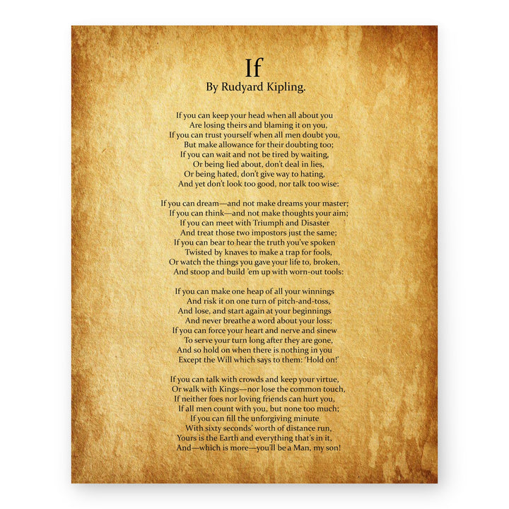 If by Rudyard Kipling Poem Inspirational Wall Art