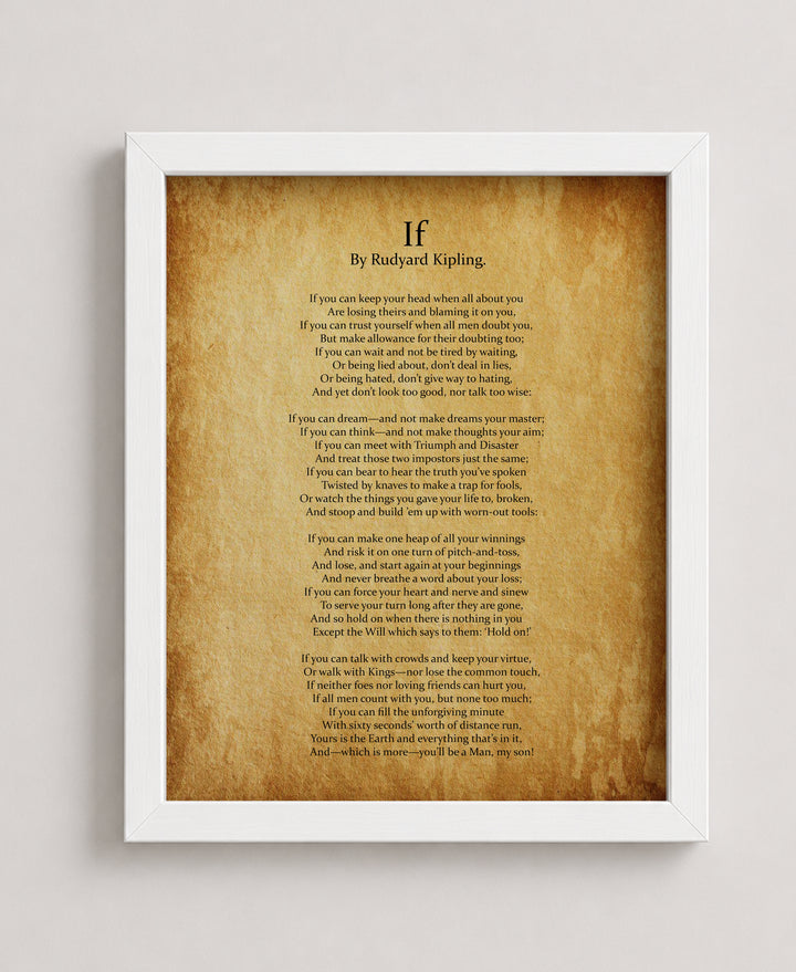 If by Rudyard Kipling Poem Inspirational Wall Art