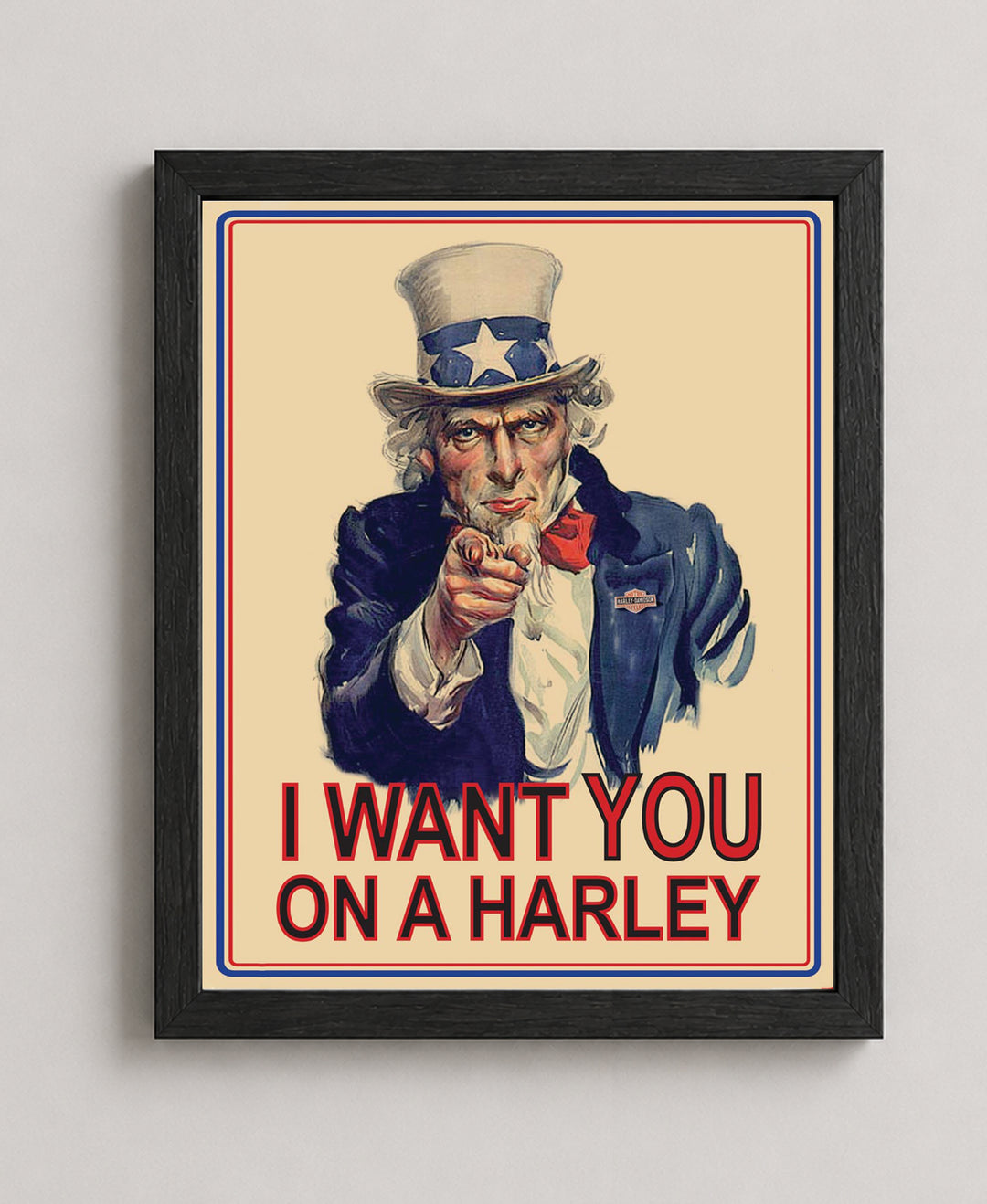 Uncle Sam I Want You On a Harley Family Inspirational Wall Art