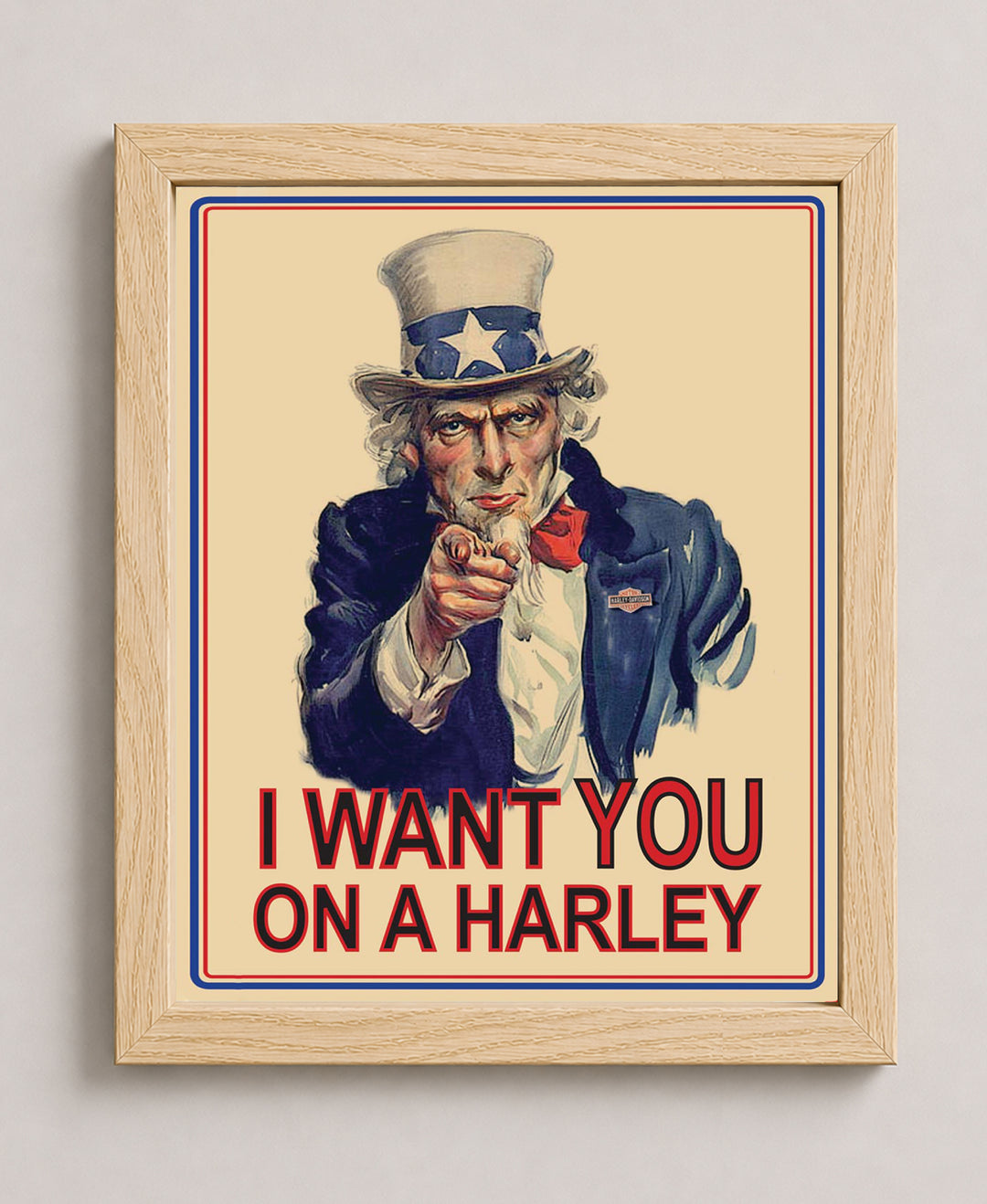 Uncle Sam I Want You On a Harley Family Inspirational Wall Art