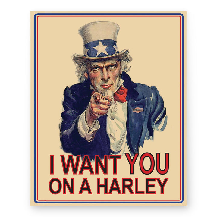 Uncle Sam I Want You On a Harley Family Inspirational Wall Art