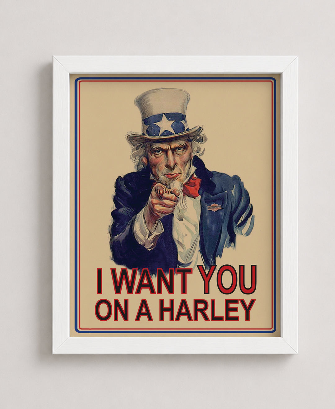 Uncle Sam I Want You On a Harley Family Inspirational Wall Art