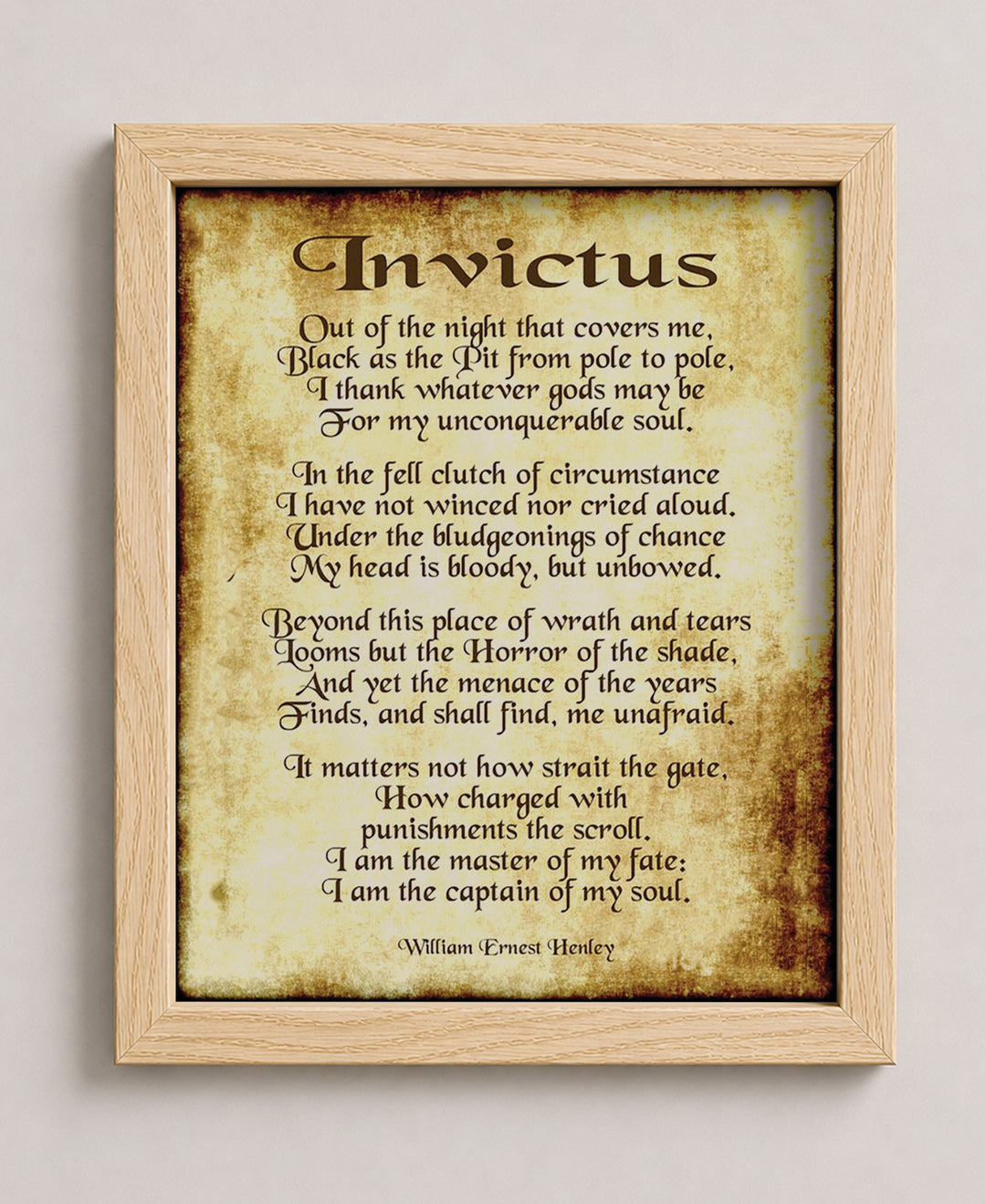 Invictus by William Henley Inspirational Wall Art