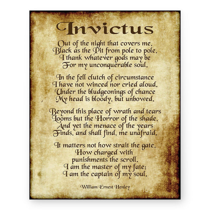 Invictus by William Henley Inspirational Wall Art