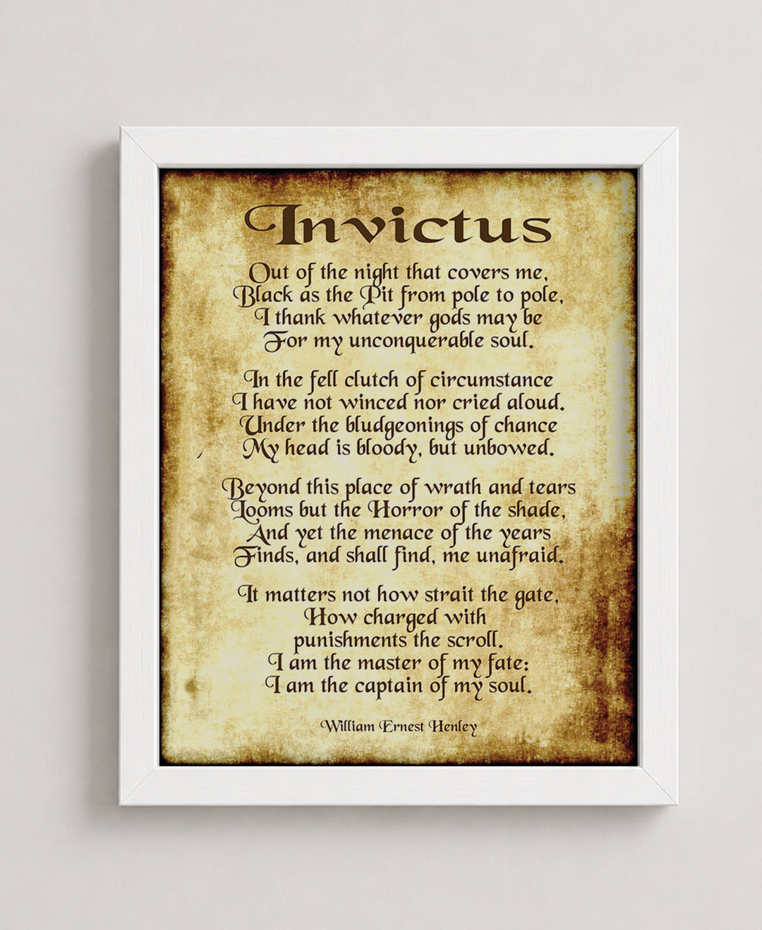 Invictus by William Henley Inspirational Wall Art