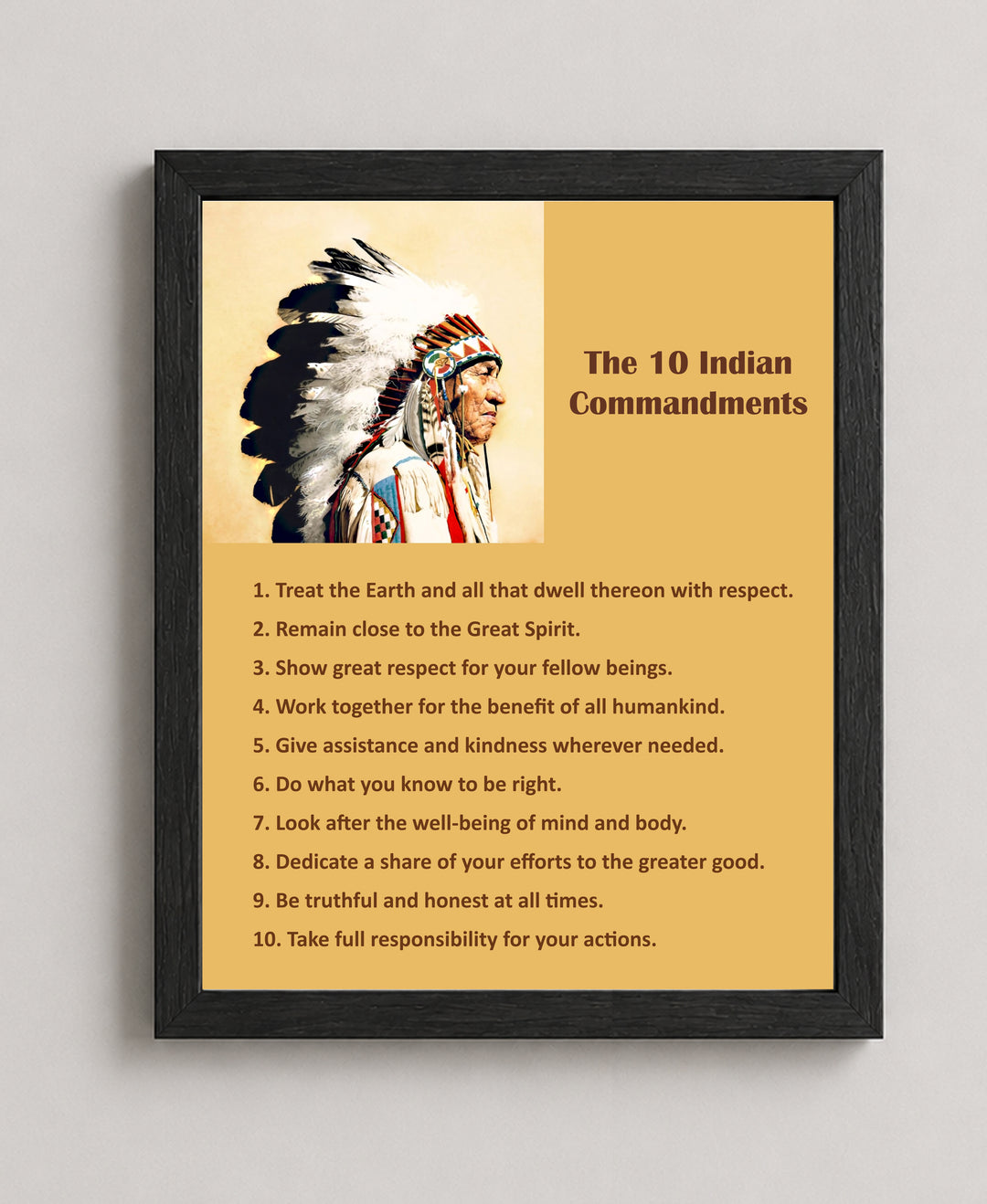 Native American 10 Commandments Inspirational Wall Art