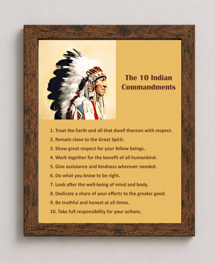 Native American 10 Commandments Inspirational Wall Art