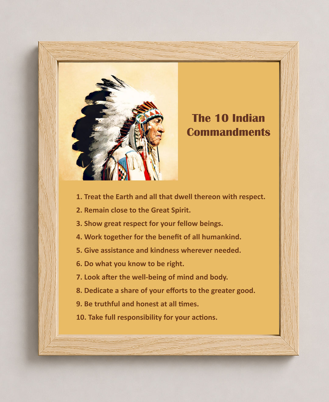 Native American 10 Commandments Inspirational Wall Art