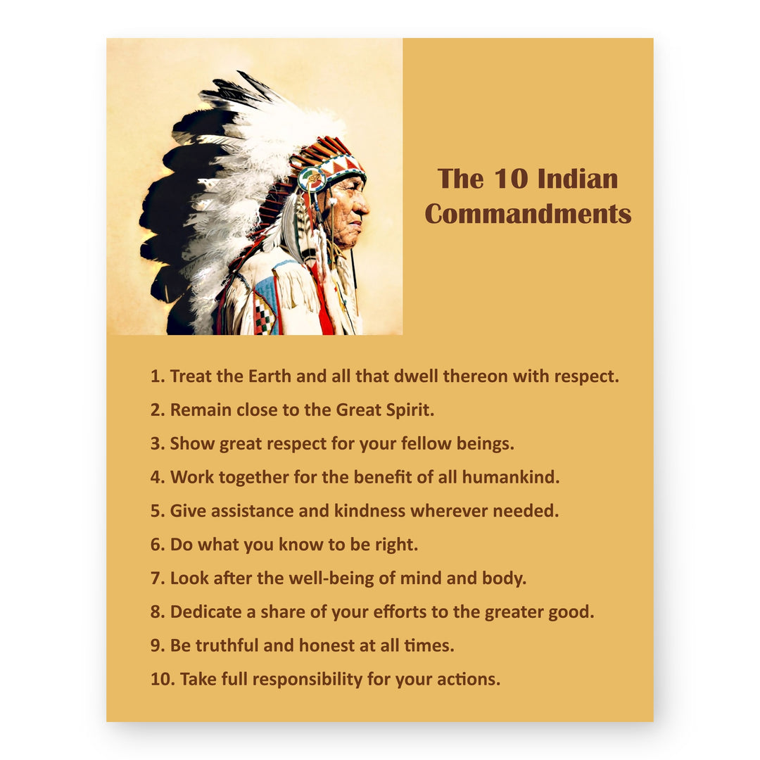 Native American 10 Commandments Inspirational Wall Art