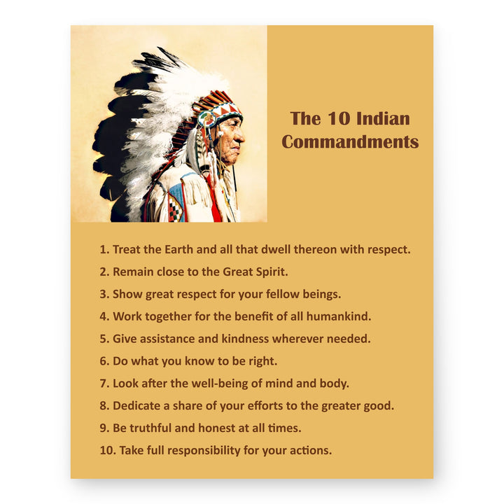 Native American 10 Commandments Inspirational Wall Art