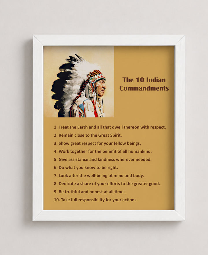 Native American 10 Commandments Inspirational Wall Art