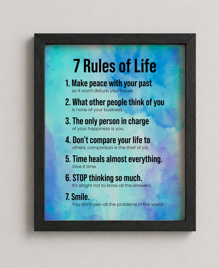 7 Rules of Life Family Inspirational Wall Art