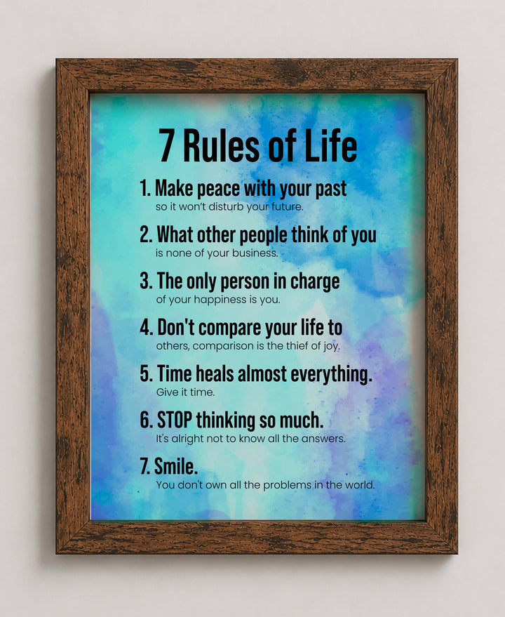 7 Rules of Life Family Inspirational Wall Art