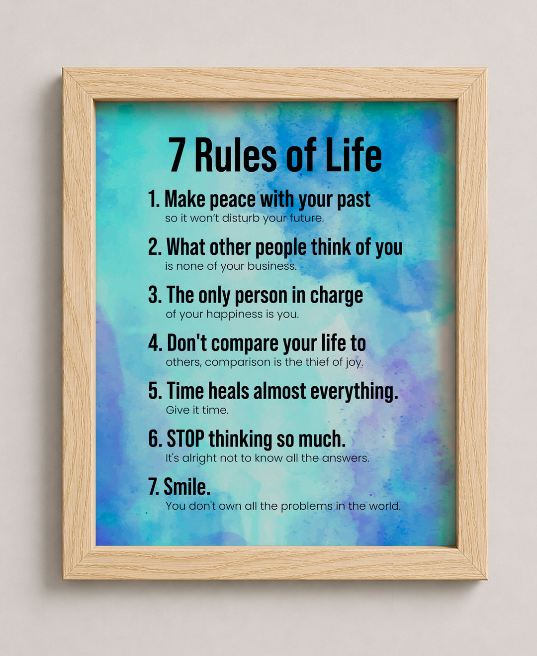 7 Rules of Life Family Inspirational Wall Art