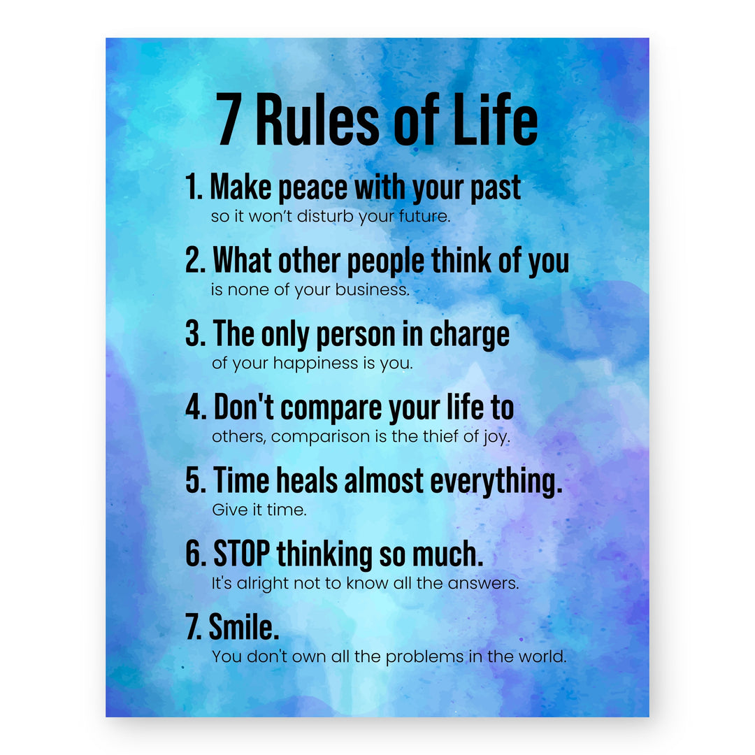 7 Rules of Life Family Inspirational Wall Art