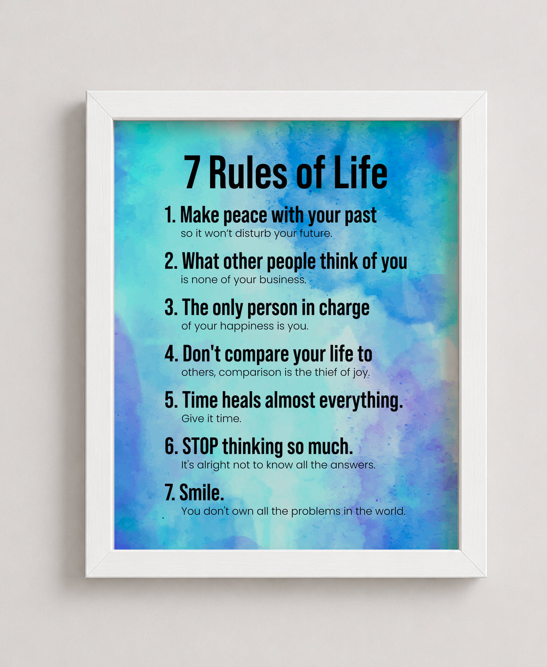 7 Rules of Life Family Inspirational Wall Art