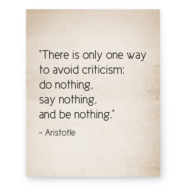 To Avoid Criticism Do Nothing Aristotle Quote Vintage Inspirational Wall Art