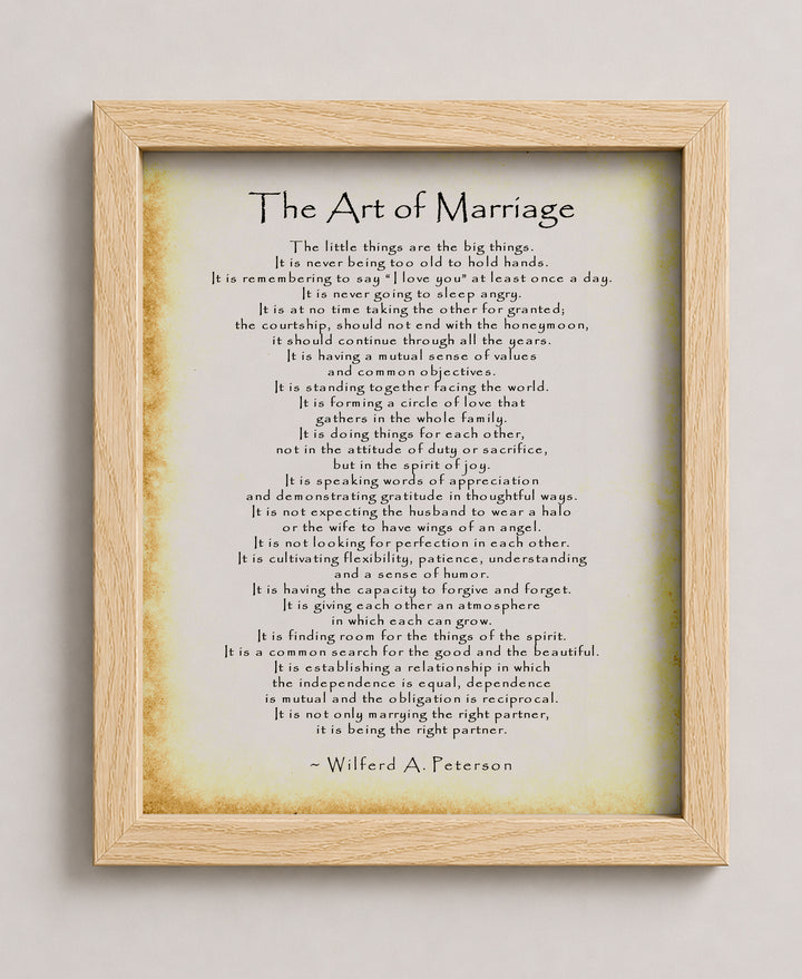 The Art of Marriage Family Inspirational Wall Art