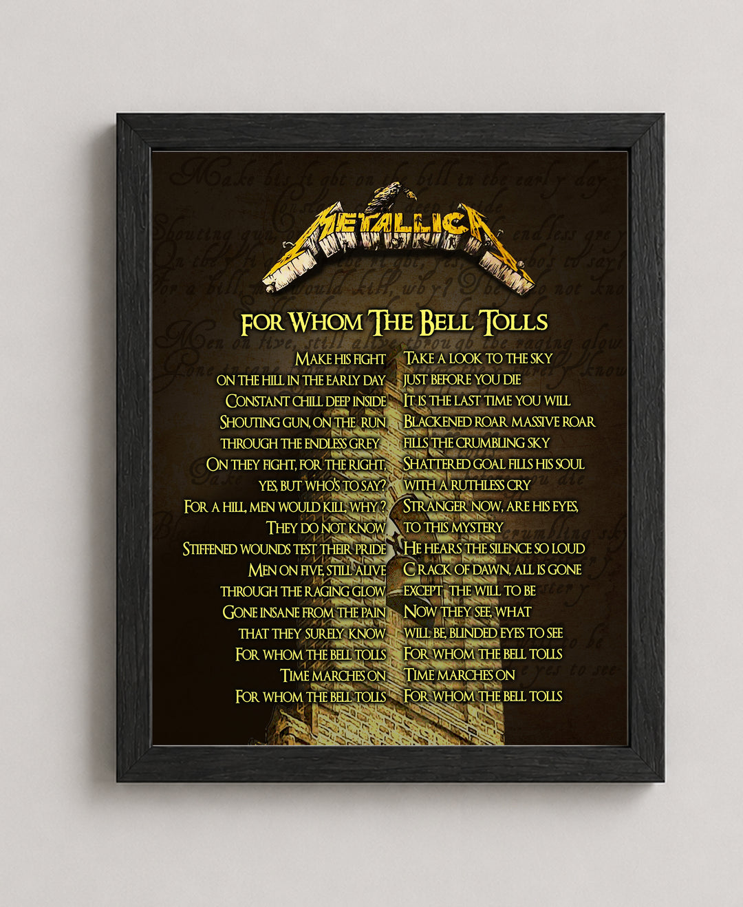For Whom the Bell Tolls Lyrics Music Wall Art