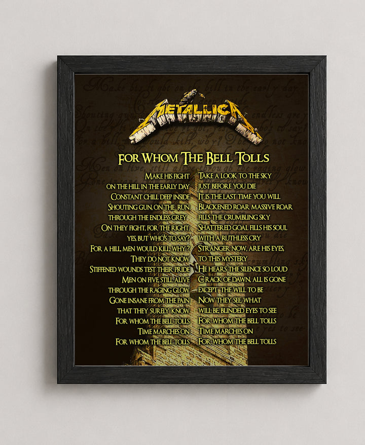 For Whom the Bell Tolls Lyrics Music Wall Art