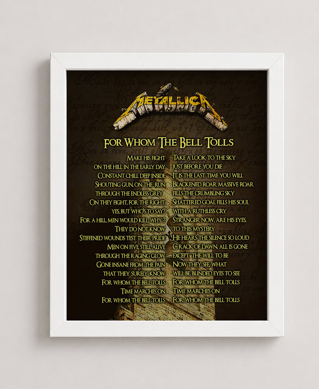 For Whom the Bell Tolls Lyrics Music Wall Art