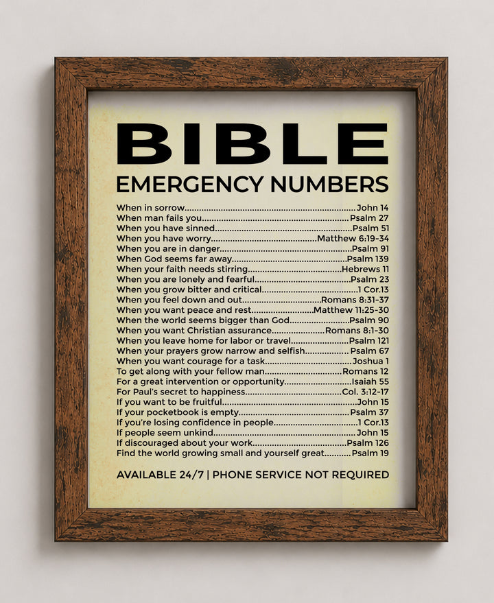 Bible Emergency Numbers Bible Verse Wall Art