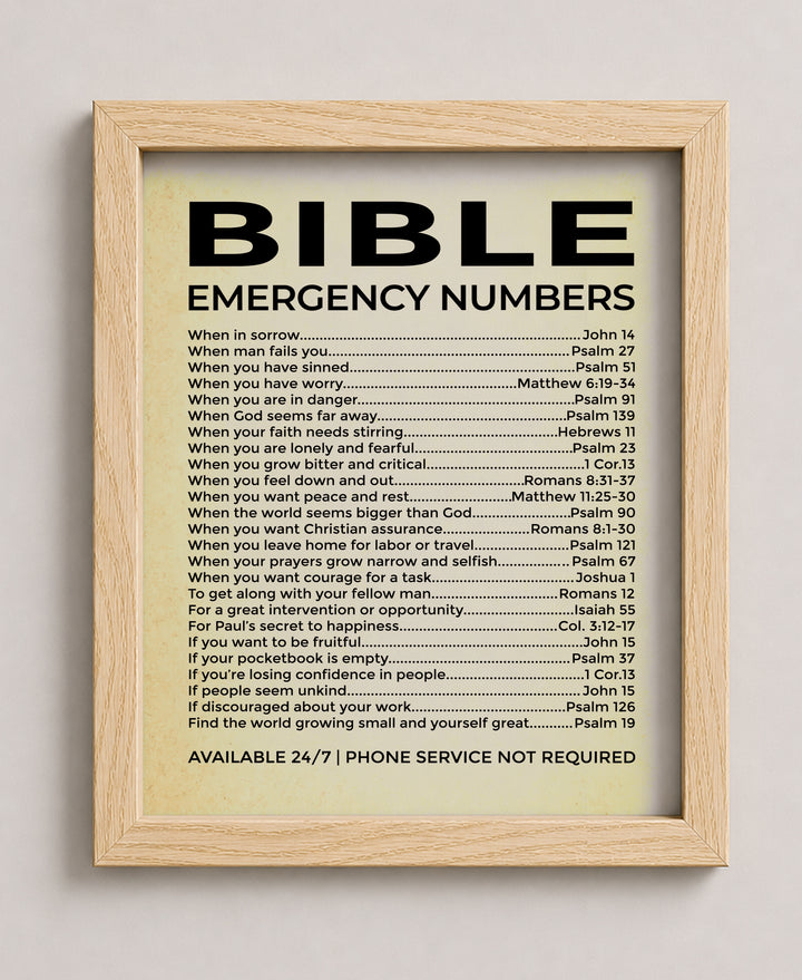 Bible Emergency Numbers Bible Verse Wall Art