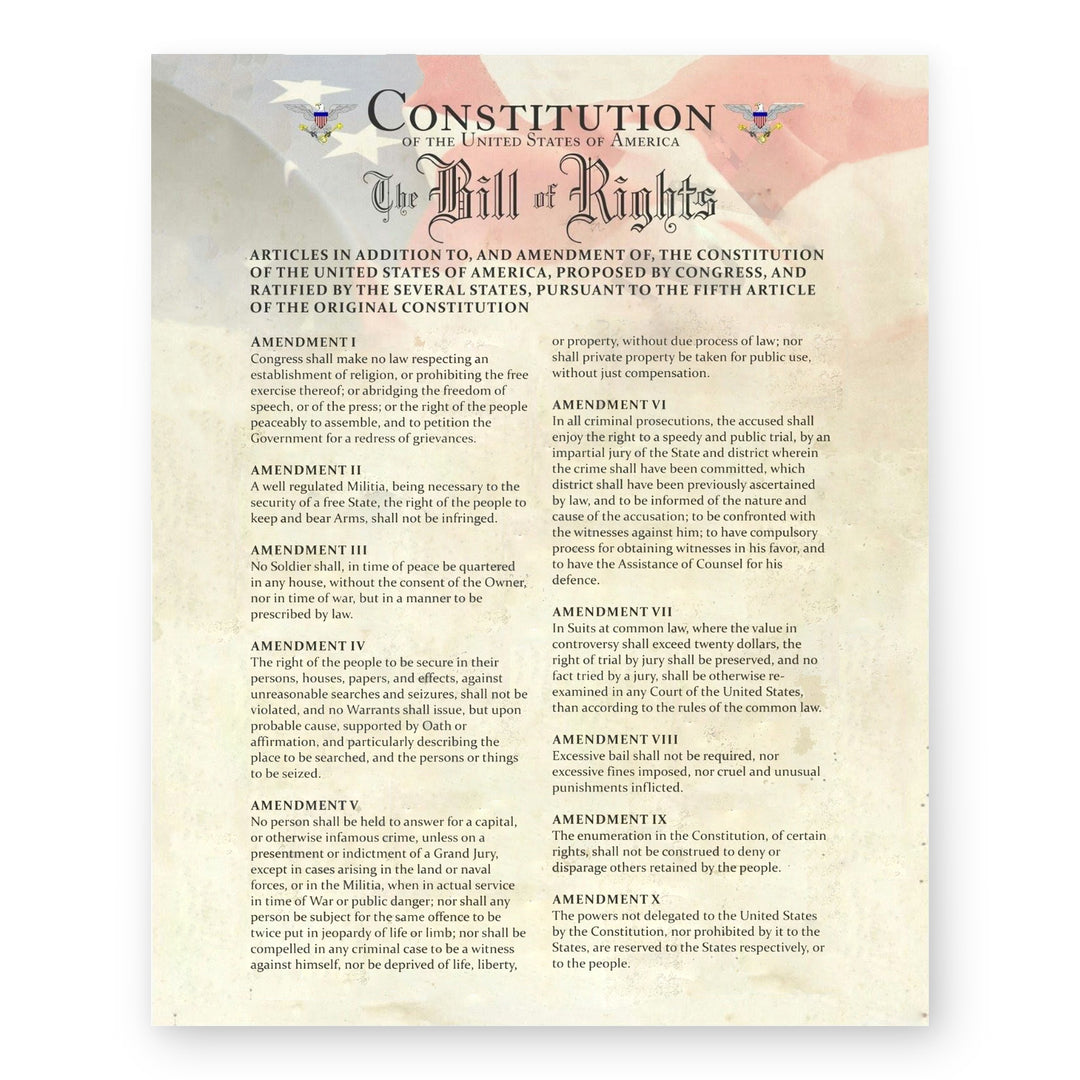 Constitution Declaration of Independence &amp; Bill of Rights Patriotic Wall Art