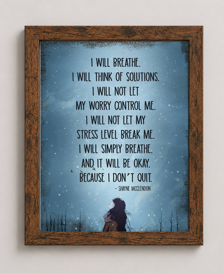 I Will Simply Breathe Inspirational Wall Art