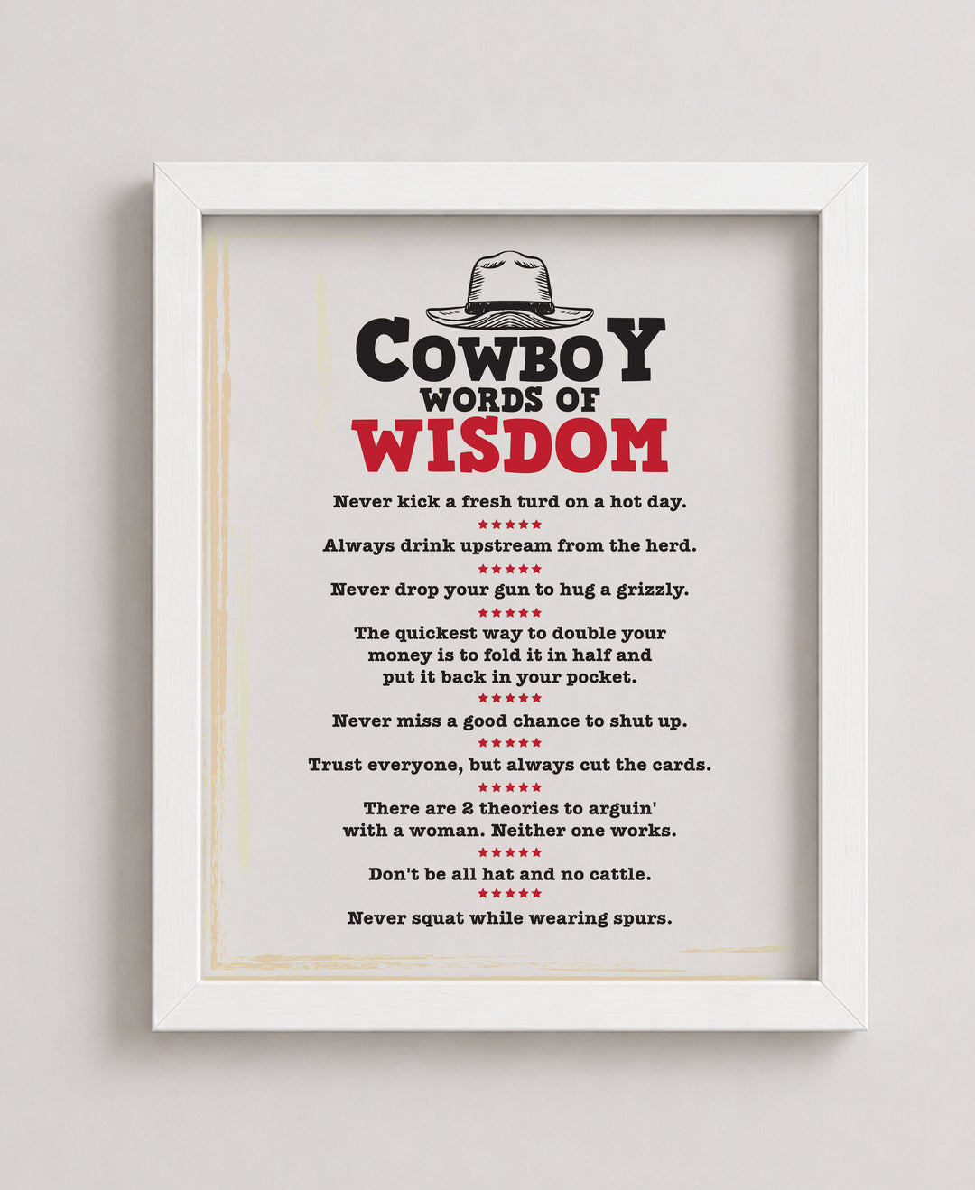 Cowboy Words of Wisdom Funny Wall Art