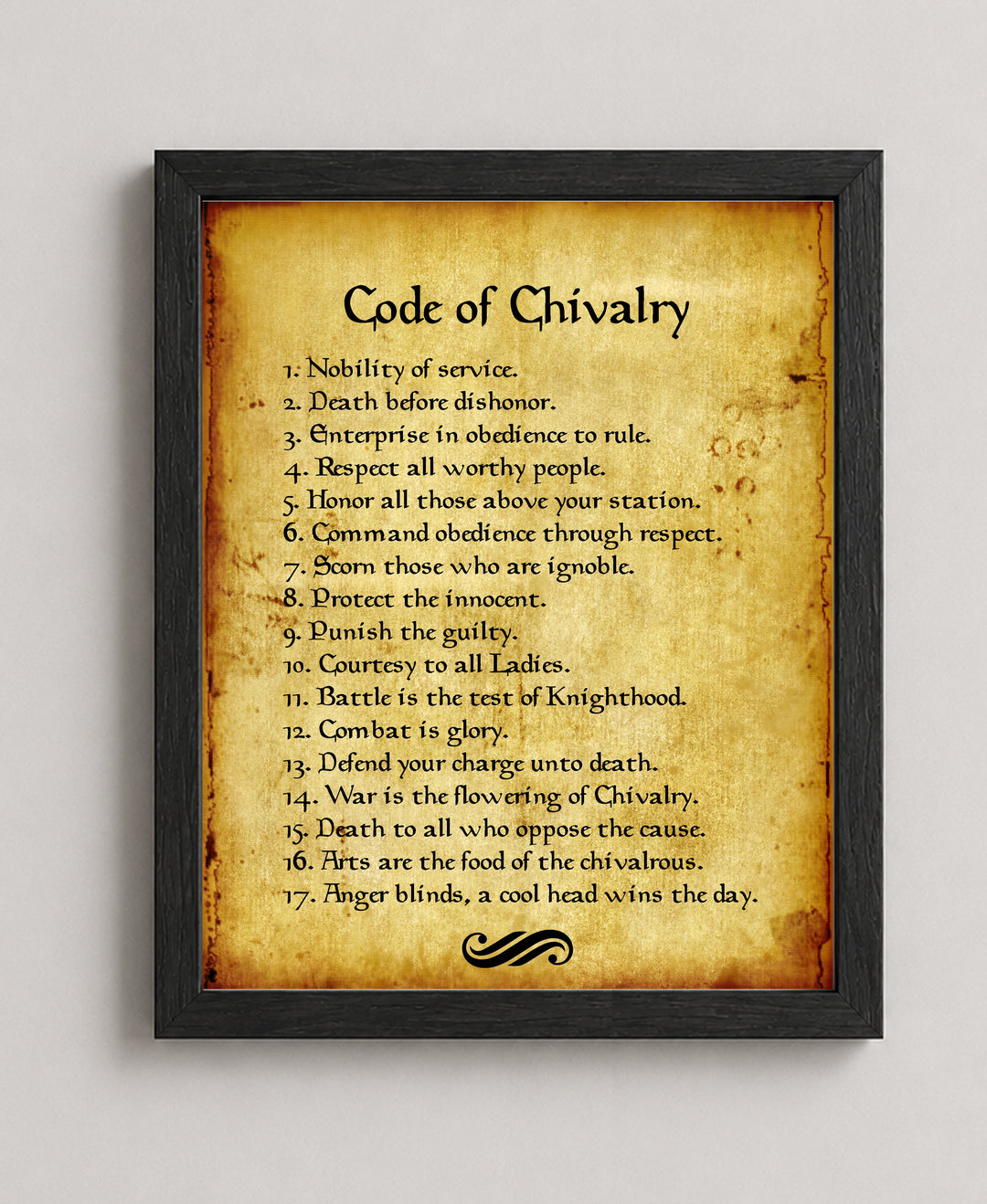 Code of Chivalry Inspirational Typography Wall Art