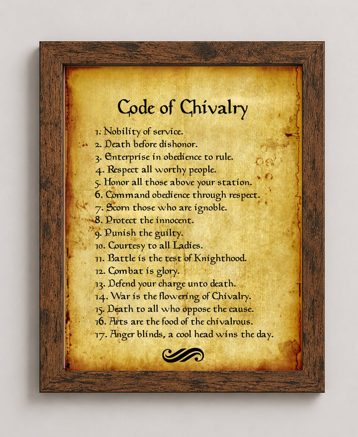 Code of Chivalry Inspirational Typography Wall Art