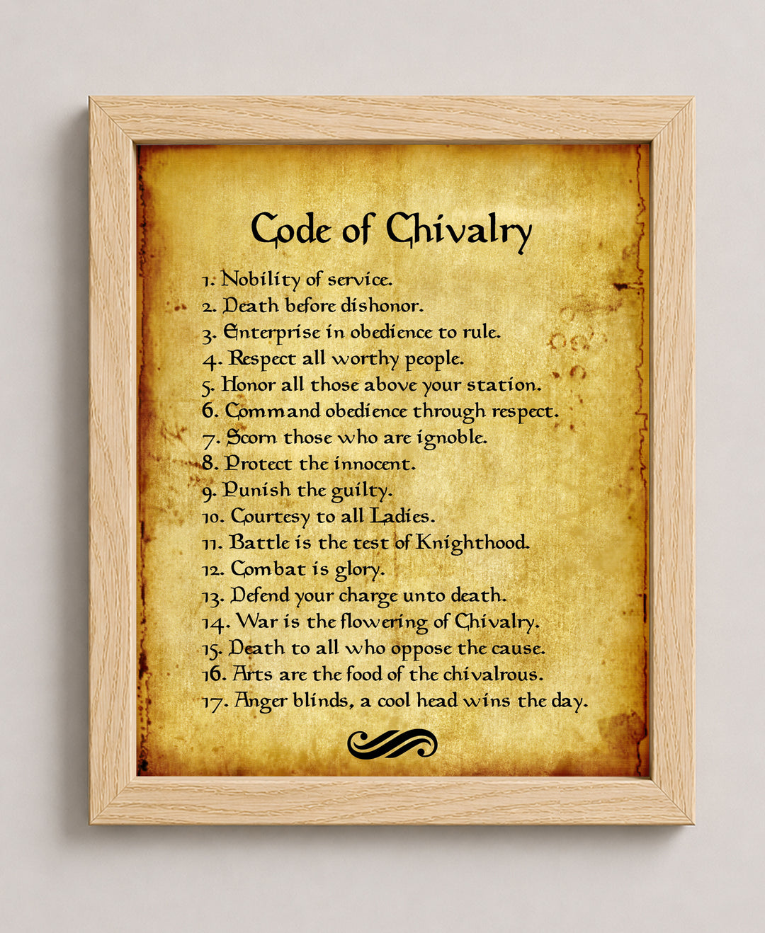 Code of Chivalry Inspirational Typography Wall Art