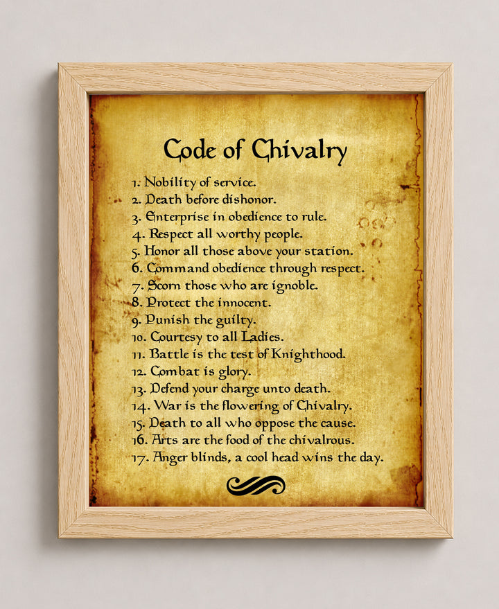 Code of Chivalry Inspirational Typography Wall Art