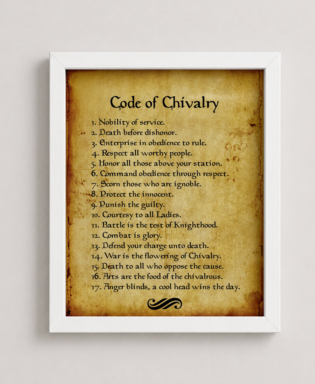 Code of Chivalry Inspirational Typography Wall Art