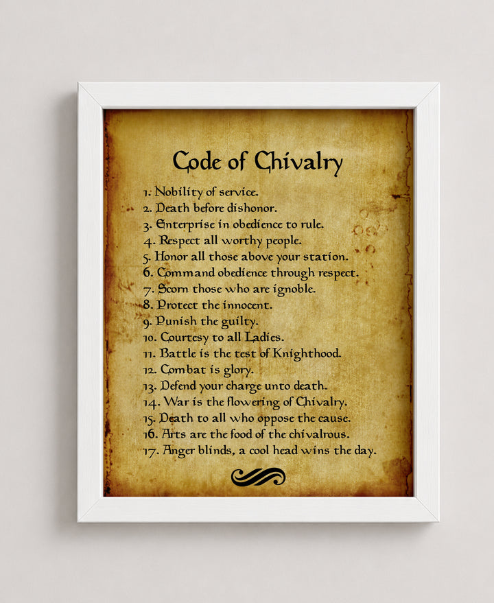 Code of Chivalry Inspirational Typography Wall Art