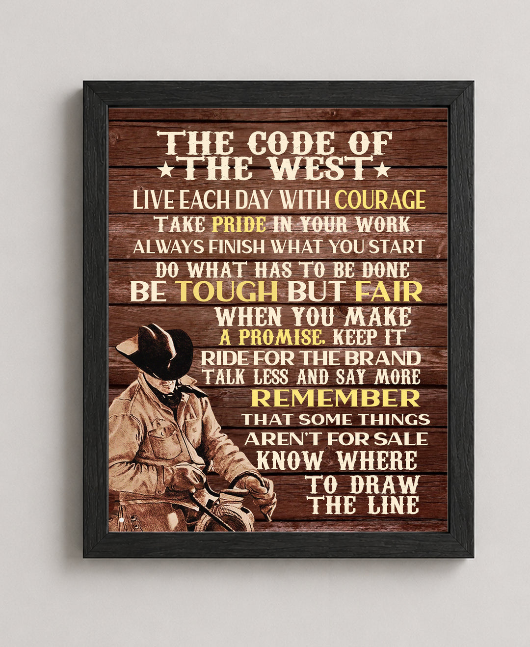 Code of the West Inspirational Wall Art