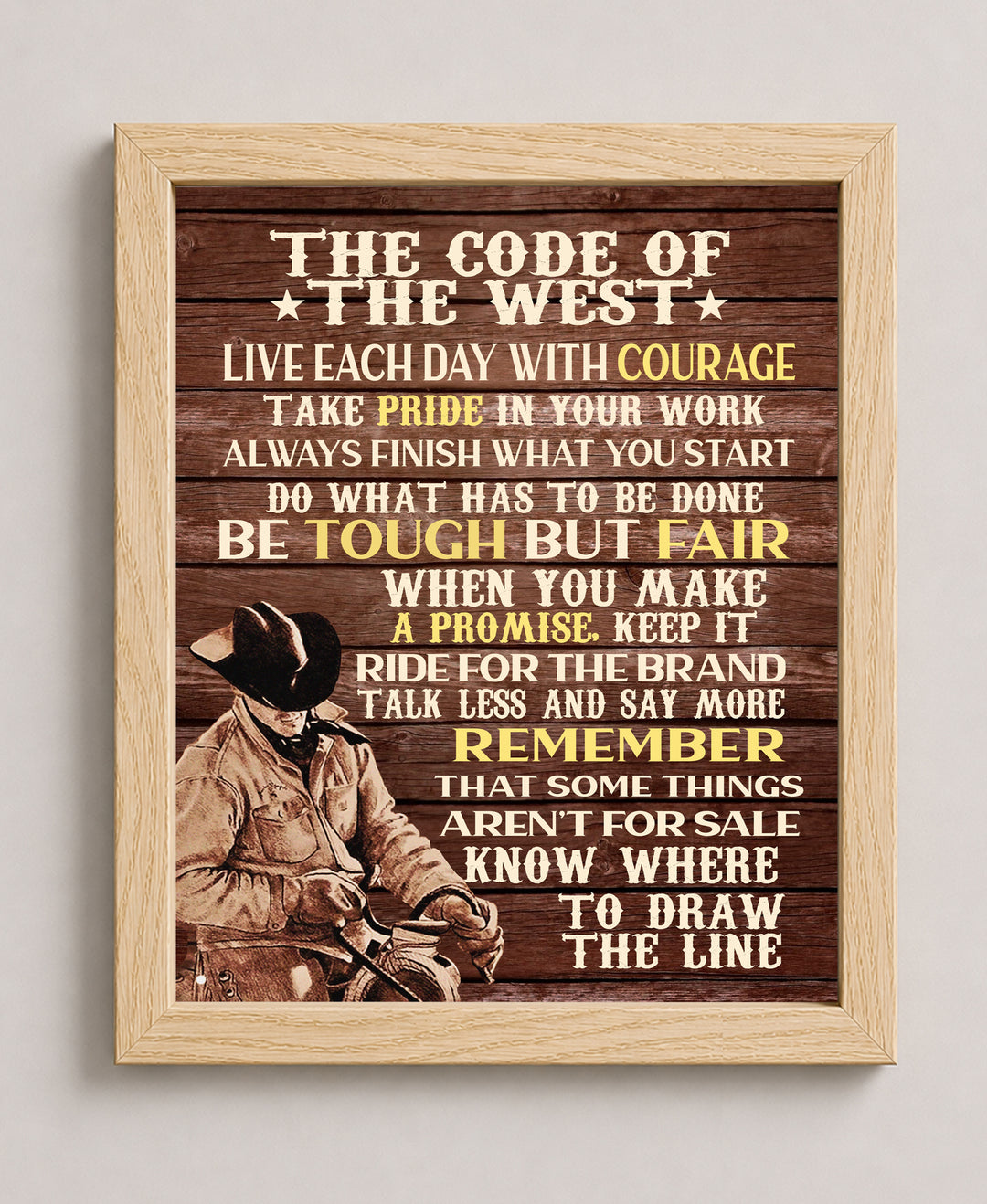 Code of the West Inspirational Wall Art