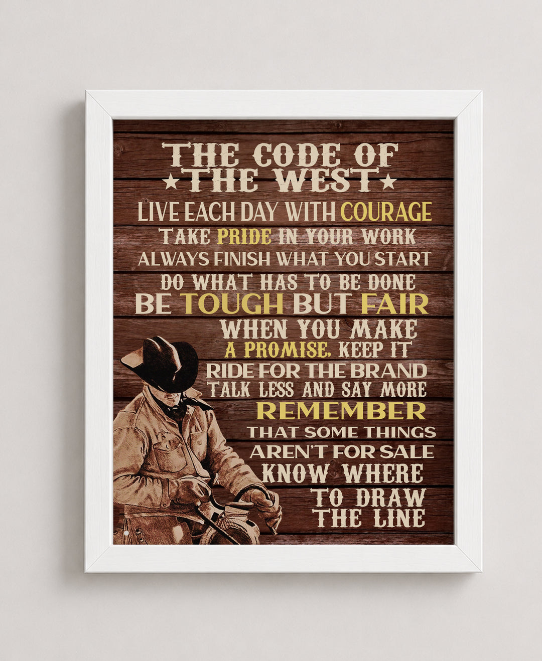 Code of the West Inspirational Wall Art