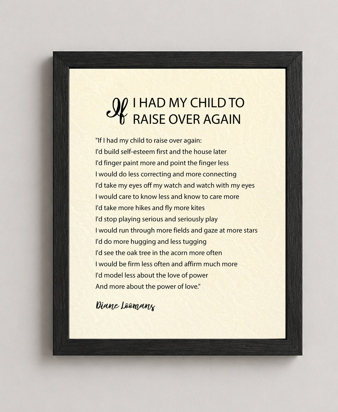 If I Had My Child to Raise Over Inspirational Wall Art