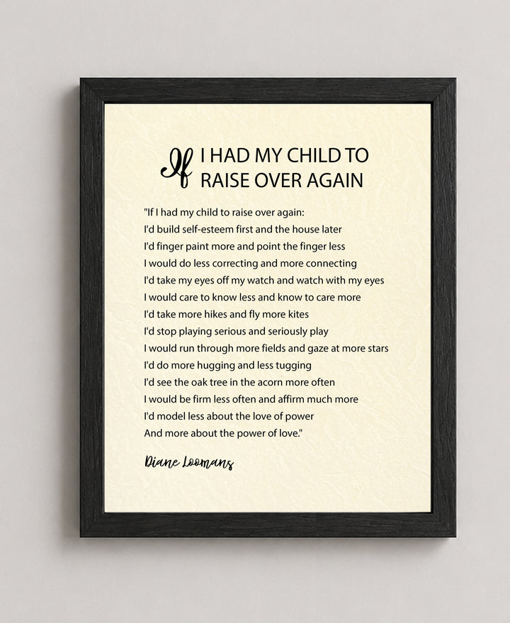 If I Had My Child to Raise Over Inspirational Wall Art