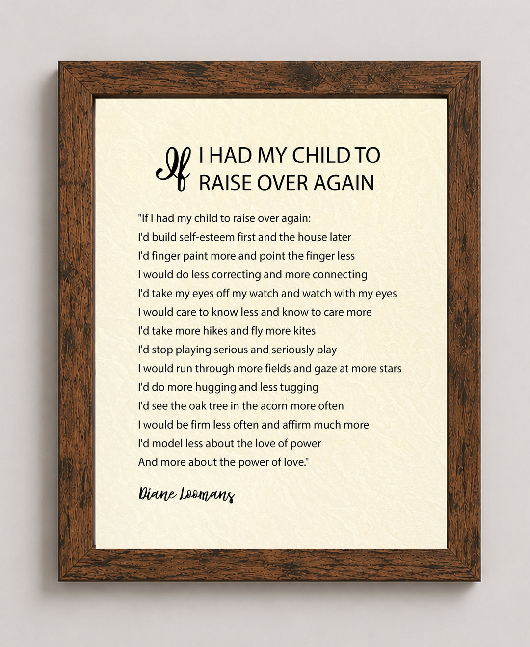 If I Had My Child to Raise Over Inspirational Wall Art
