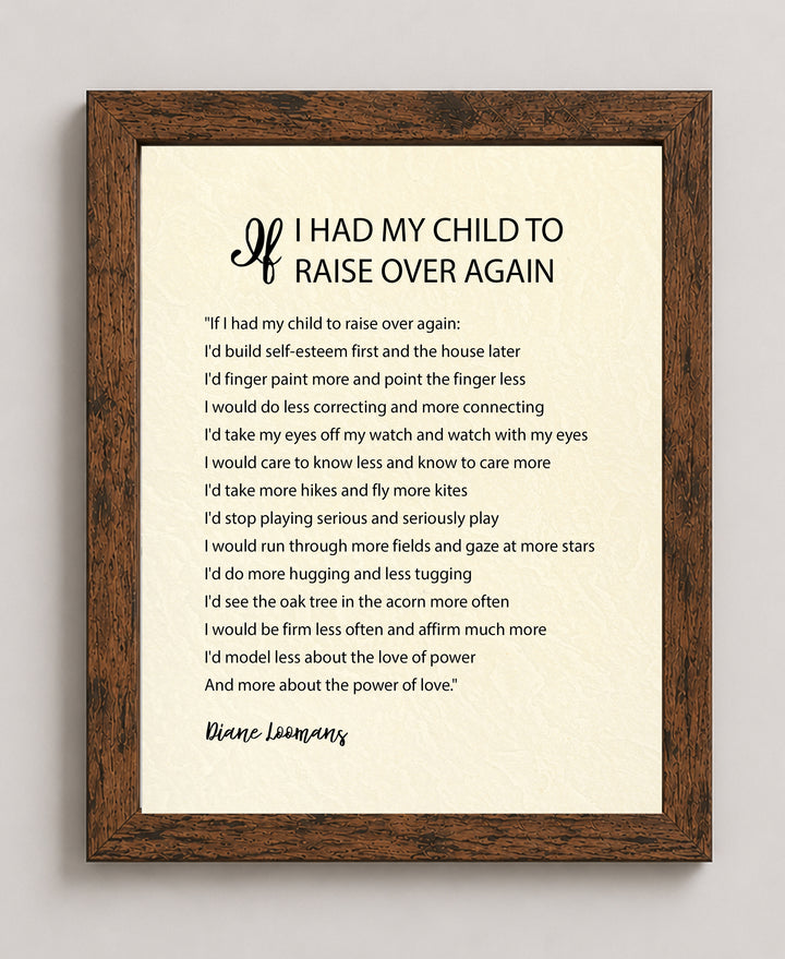 If I Had My Child to Raise Over Inspirational Wall Art