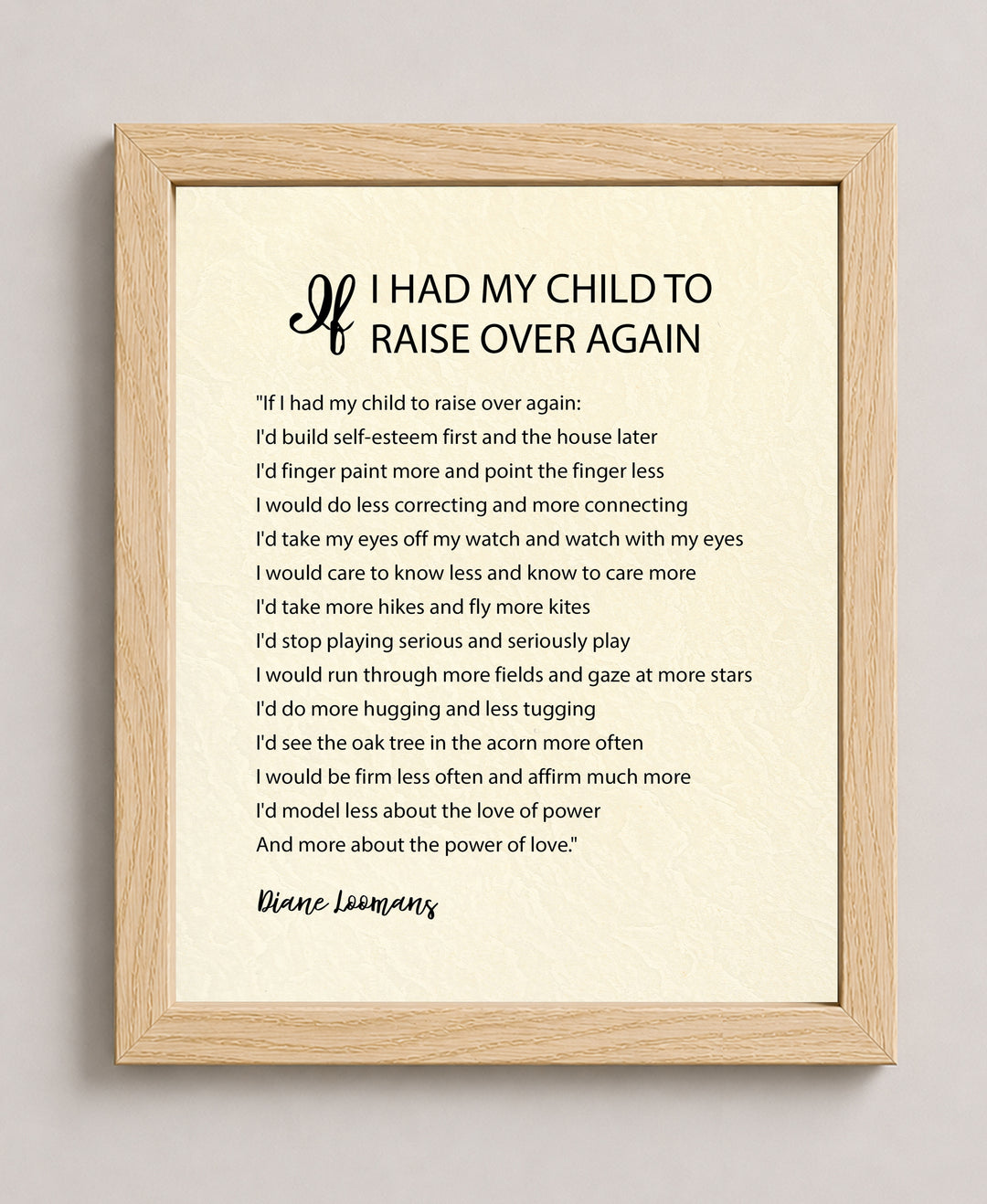 If I Had My Child to Raise Over Inspirational Wall Art
