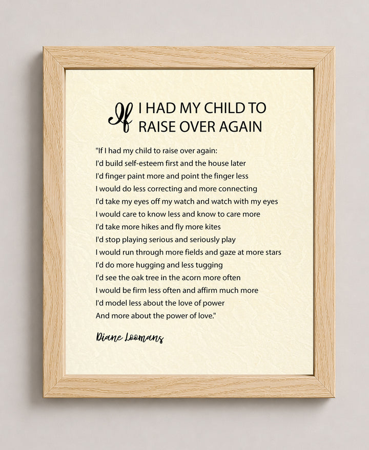 If I Had My Child to Raise Over Inspirational Wall Art