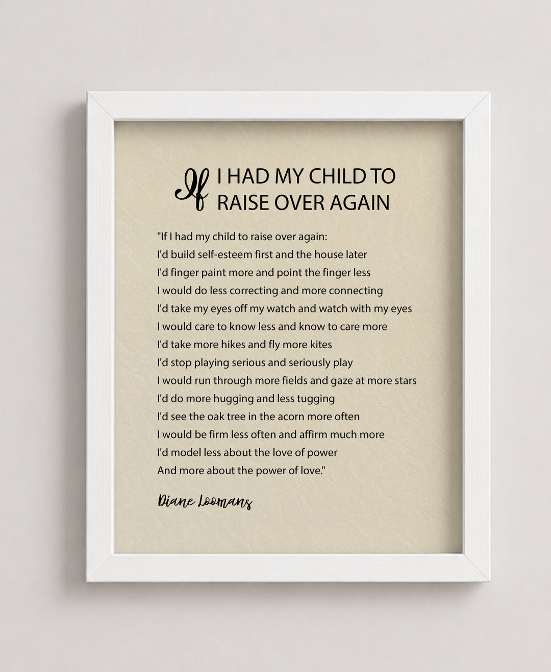 If I Had My Child to Raise Over Inspirational Wall Art