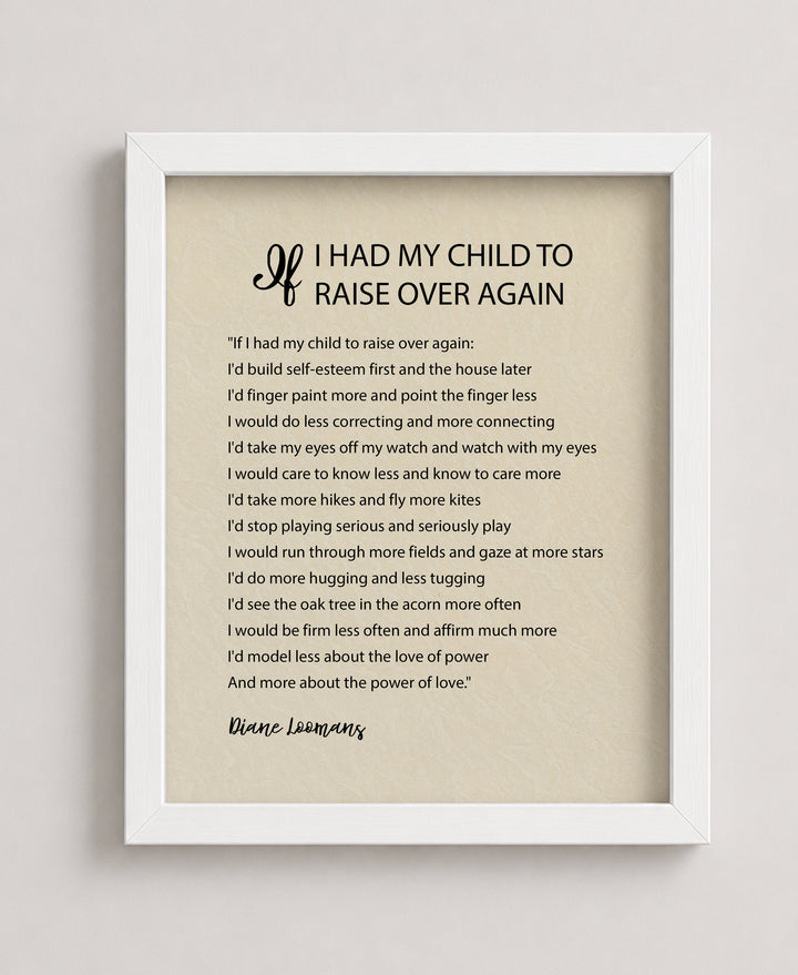 If I Had My Child to Raise Over Inspirational Wall Art