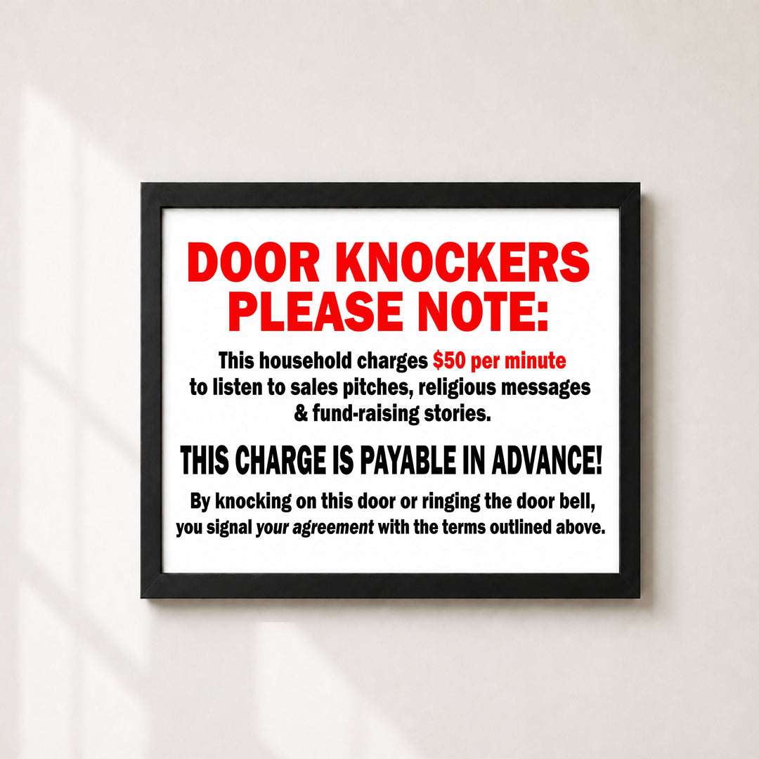 Door Knockers Please Note Funny Wall Art