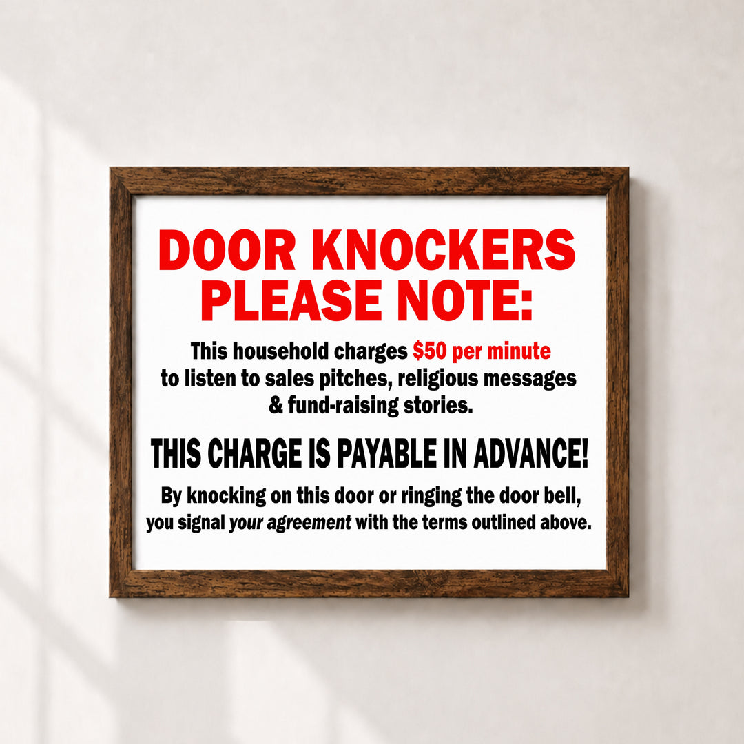 Door Knockers Please Note Funny Wall Art