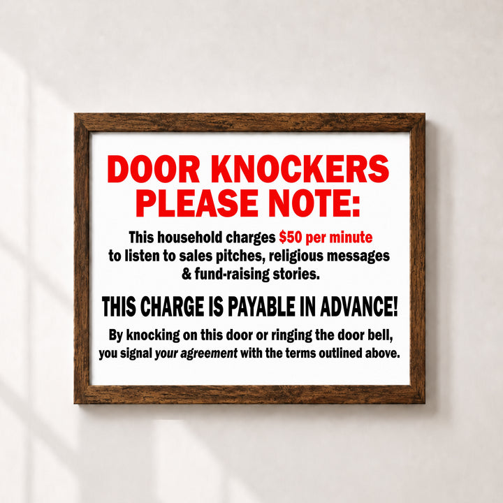 Door Knockers Please Note Funny Wall Art